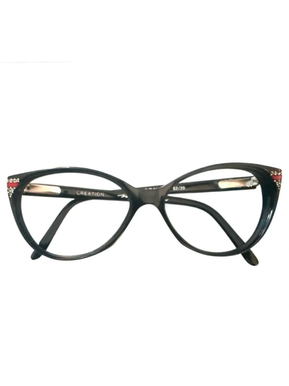 1980’s Vintage French Cateye Frames Eyeglasses with Rhinestone Detail, Deadstock